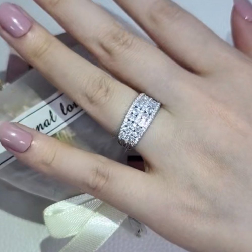 NEW MULTI LAYER S925 STERLING SILVER DIAMOND RING, BEAUTIFUL RING, SHINY RING. - Picture 4 of 7
